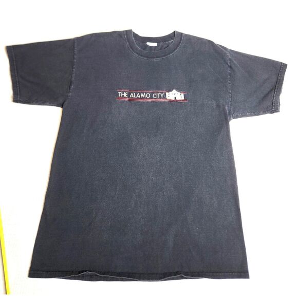 Vintage The Alamo City T Shirt Black Front Embroidery Texas Souvenir Relaxed L - Picture 7 of 7